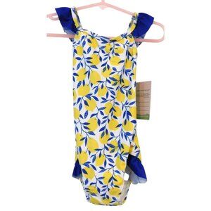 NWT The Oaks Apparel Lemon Print Girls Size 2 2T One-Piece Swimsuit UPF 50+